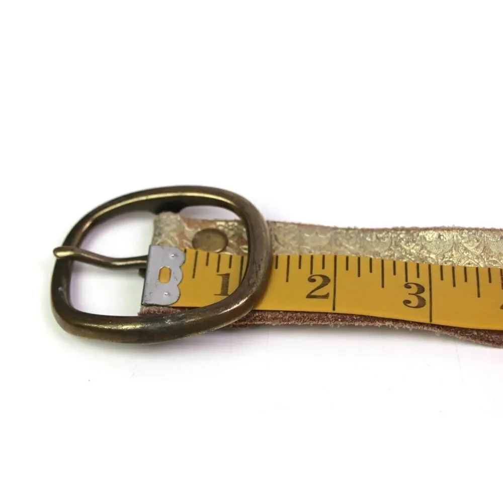 TOOLED GOLD BEIGE GENUINE LEATHER 1 3/8
